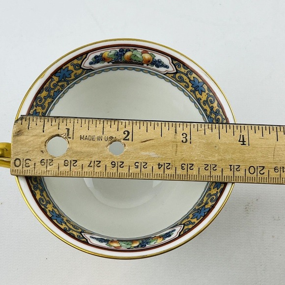 Thomas Bavaria Harvest Footed Cup & Saucer Set Fruit Blue Scroll Gold Rim - Picture 11 of 15